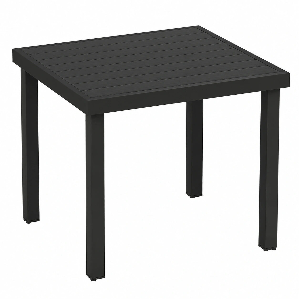 Outsunny Tavolo Quadrato da Pranzo per Esterno 78x78 cm, per 4 Persone, in Alluminio e Plastica Effetto Legno, Ideale per Patio e Balcone, Nero