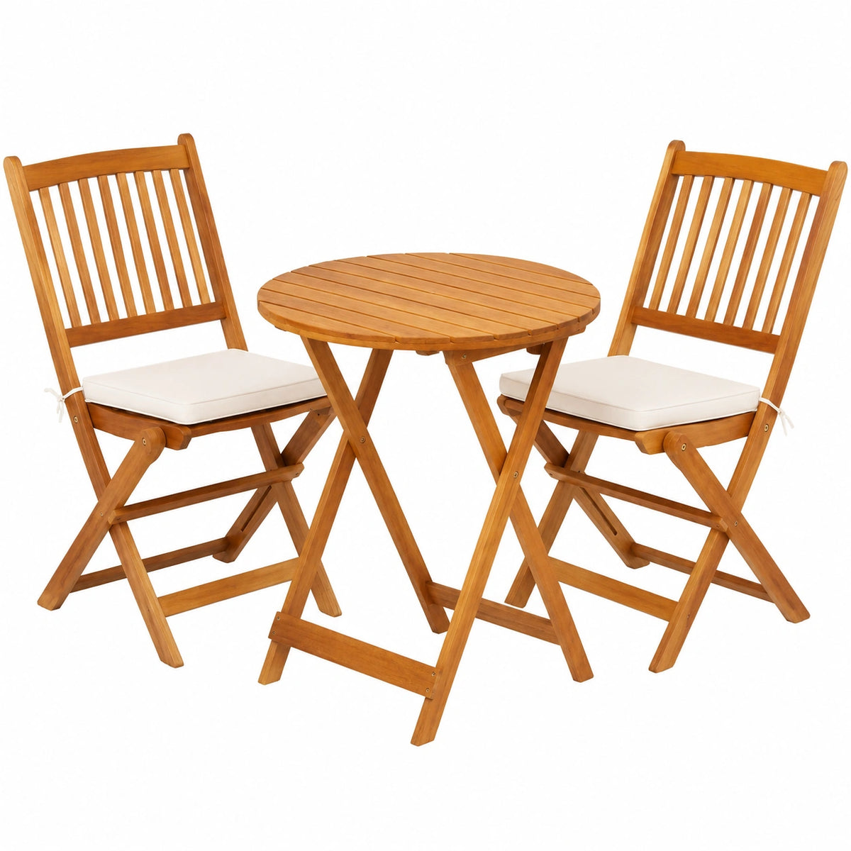 Set Mobili da Giardino in Acacia con Cuscini Removibili, Ideale per Esterni e Balconi