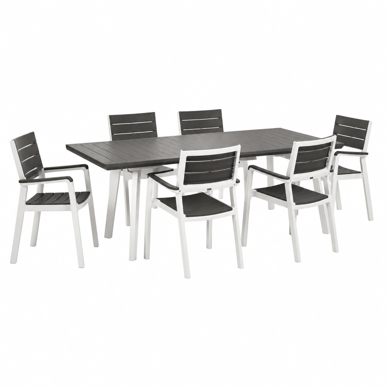 Set Giardino Keter: Tavolo Estensibile e 6 Sedie, Bianco/Grigio