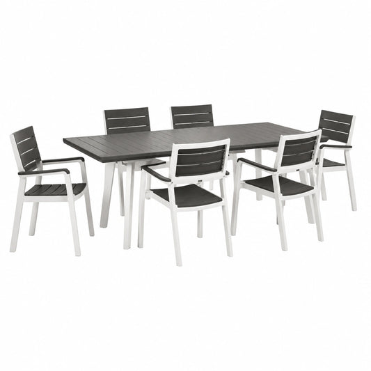 Set Giardino Keter: Tavolo Estensibile e 6 Sedie, Bianco/Grigio