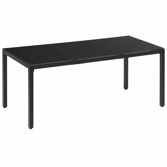 Tavolo da Esterno per 8 Persone in Alluminio e Vetro Temperato, 180x80x72cm, Nero