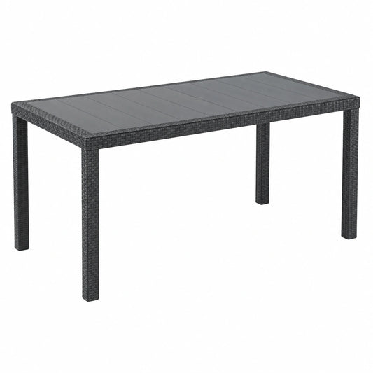 Dmora - Tavolo da Giardino Rettangolare Imola, Multiuso in Effetto Rattan, 100% Italiano, 138x78x72 cm, Colore Antracite