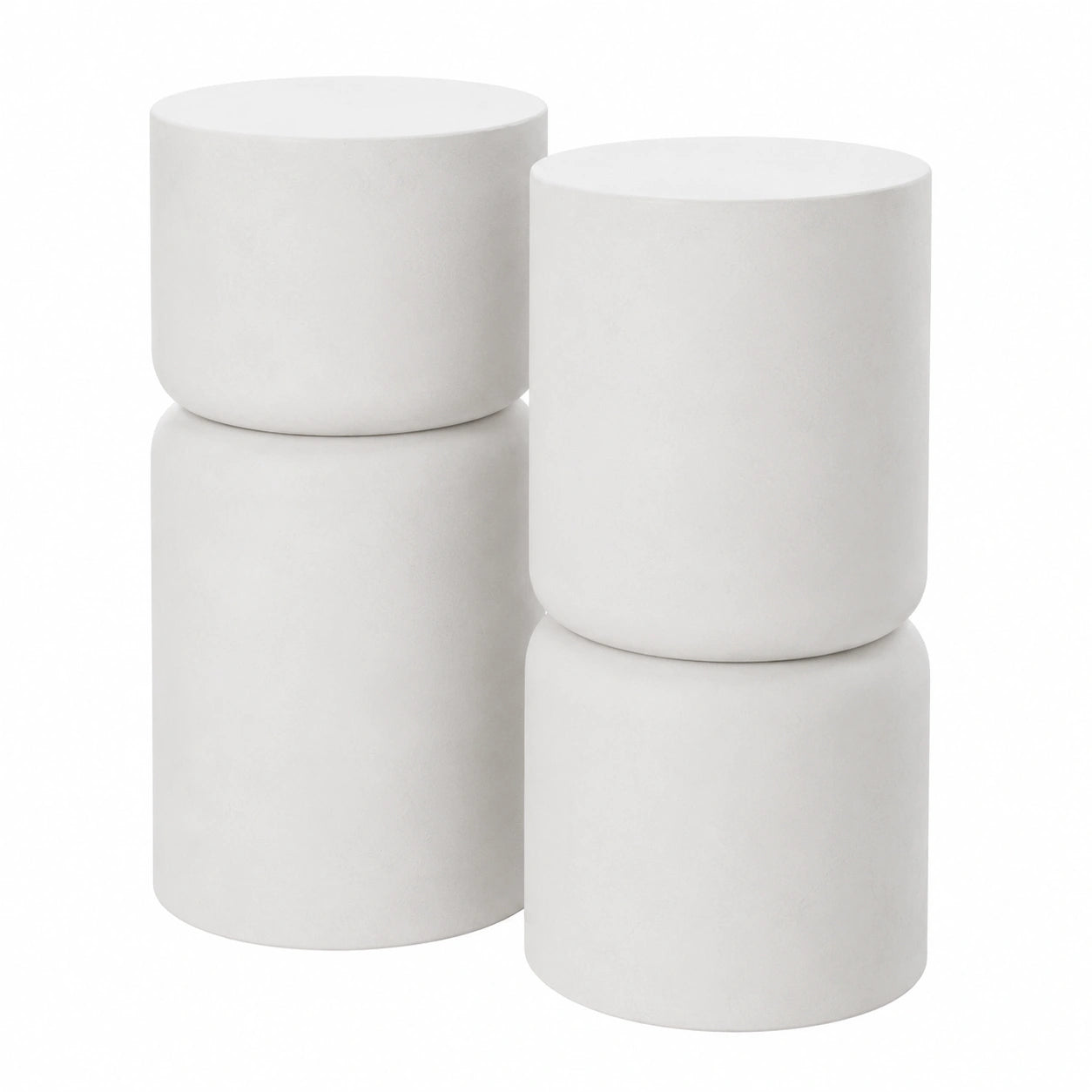 Set di Tavolini Rotondi da Giardino Eleganti e Resistente alle Intemperie - Bianco
