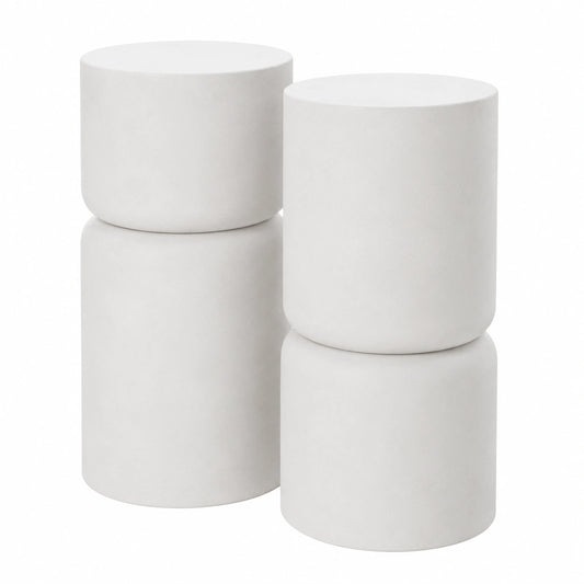 Set di Tavolini Rotondi da Giardino Eleganti e Resistente alle Intemperie - Bianco