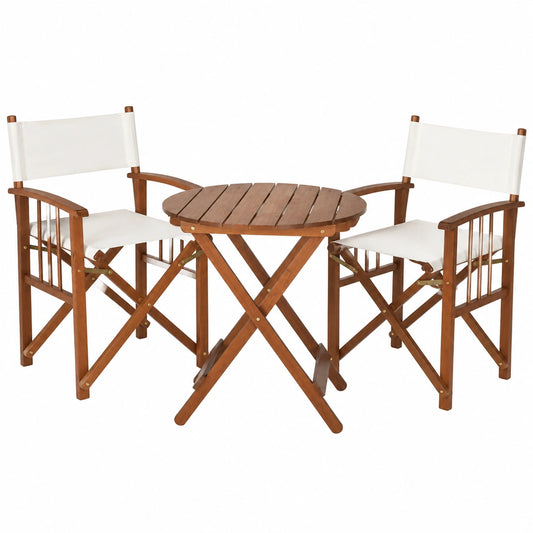 ZIK - Set di 2 Sedie da Regista e Tavolo in Legno di Faggio, Pieghevoli per Giardino e Balcone, Facili da Pulire