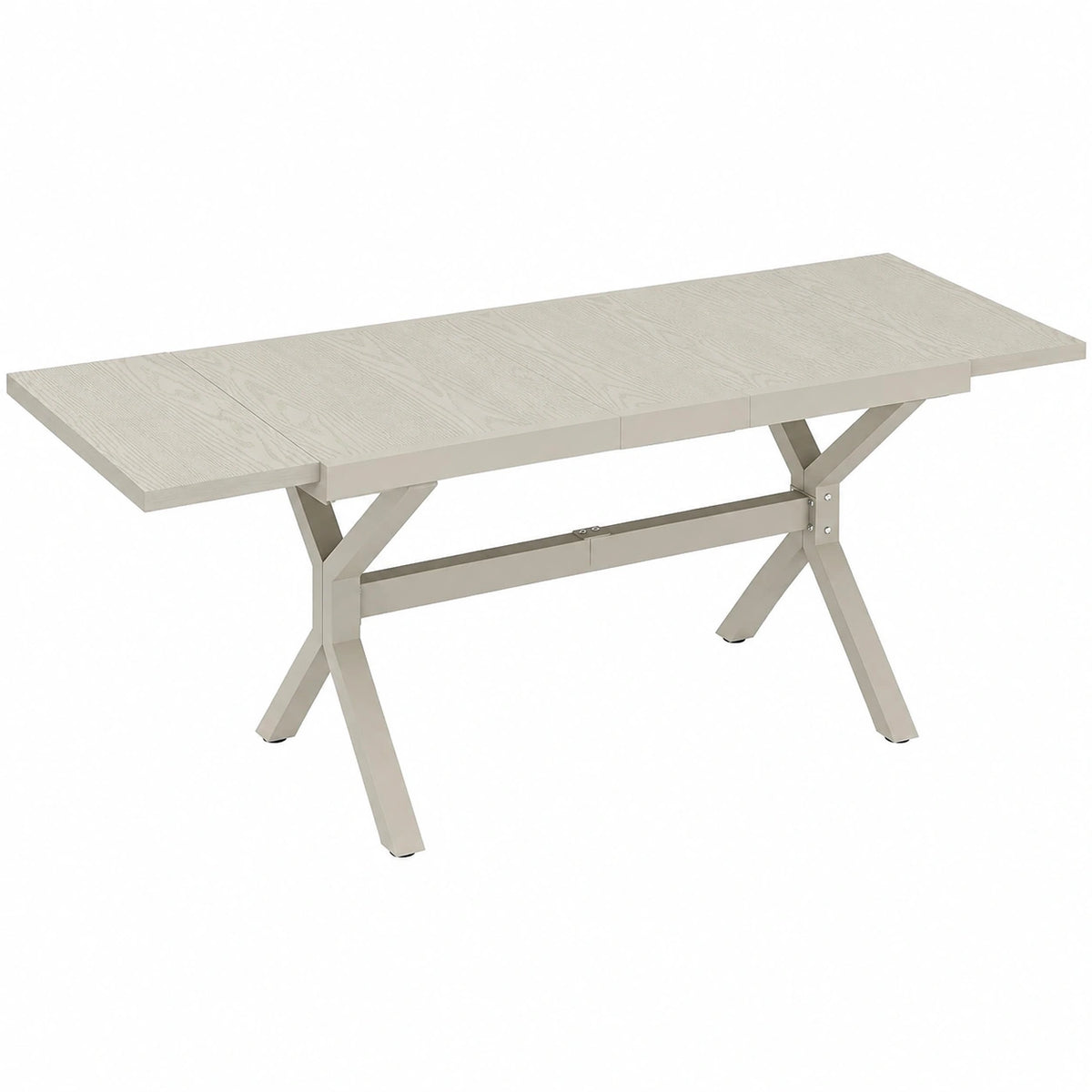 Outsunny Tavolo da Esterno Allungabile in Alluminio per 8-10 Persone, 154/214x85cm, Design a Effetto Legno con Gambe in Acciaio a X, Ideale per Giardino e Terrazzo, Colore Argento