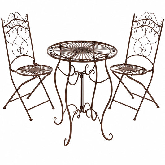 Set Giardino Indra: Tavolo Rotondo e 2 Sedie Pieghevoli Vintage