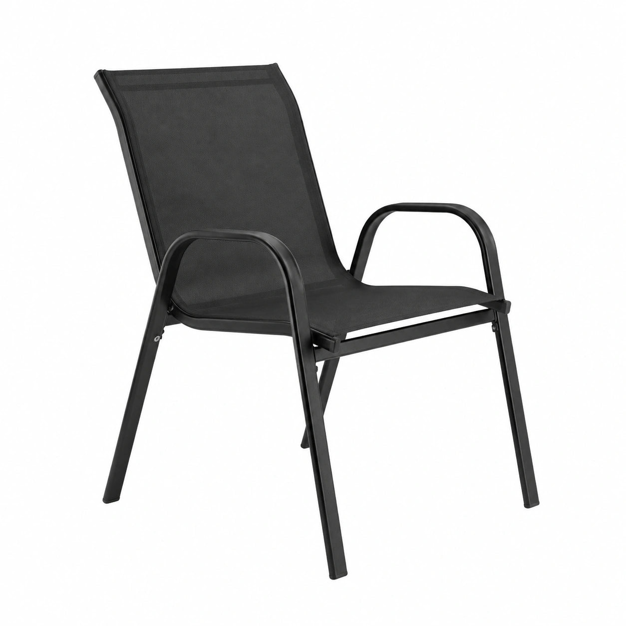 Set Salotto da Giardino 4 Pezzi con Poltrone e Divano, Tavolino in Vetro e Struttura in Acciaio, Resistente alle Intemperie - Nero