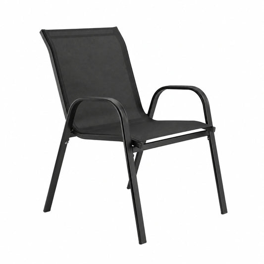 Set Salotto da Giardino 4 Pezzi con Poltrone e Divano, Tavolino in Vetro e Struttura in Acciaio, Resistente alle Intemperie - Nero