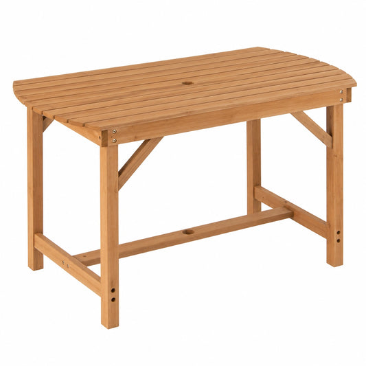 Tavolo da Giardino in Legno con Foro Ombrellone, per 4-6 Persone, 100x60x75 cm, Capacità 180 kg
