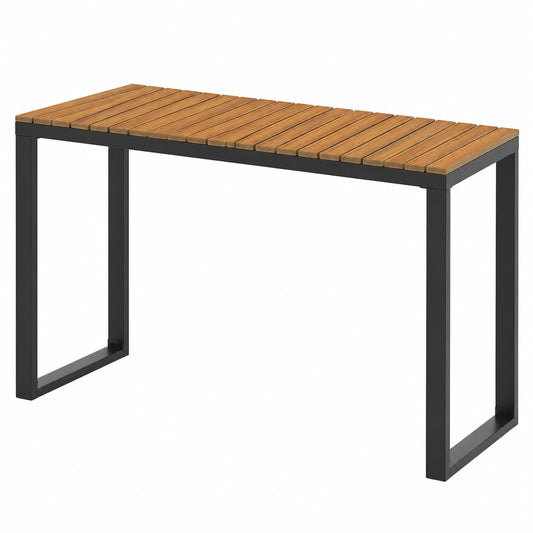 COSTWAY Tavolo Consolle Impermeabile da Esterno in WPC, 129x42x75 cm, Struttura Metallica, Capacità 60 kg, Ideale per Balcone, Giardino e Ingresso