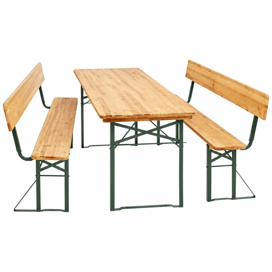 Set da Giardino in Legno con Schienale - Tavolo e Panchine per Feste