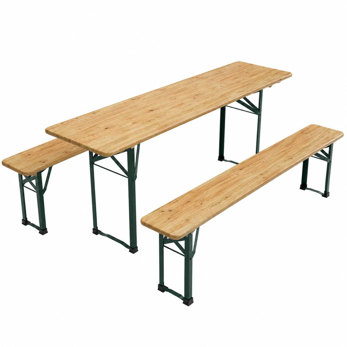Set da Giardino 3 Pezzi in Legno di Abete, Tavolo e Panche Pieghevoli per Esterni