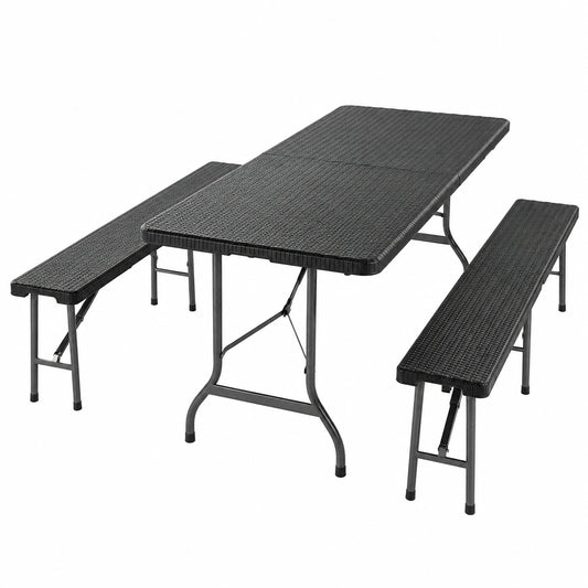 Set Tavolo e Panche Pieghevoli da Giardino 180 cm per Esterno e Interno