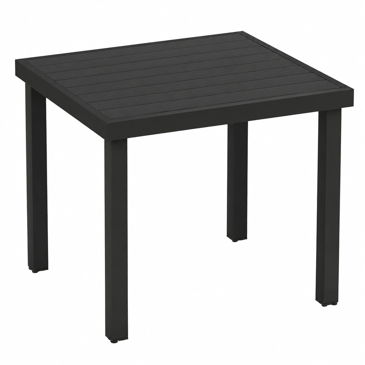 Outsunny Tavolo Quadrato da Pranzo per Esterno 78x78 cm, per 4 Persone, in Alluminio e Plastica Effetto Legno, Ideale per Patio e Balcone, Nero