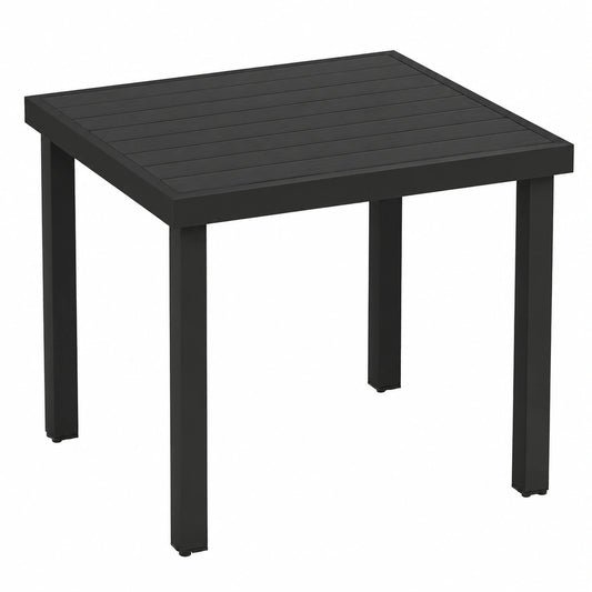 Outsunny Tavolo Quadrato da Pranzo per Esterno 78x78 cm, per 4 Persone, in Alluminio e Plastica Effetto Legno, Ideale per Patio e Balcone, Nero