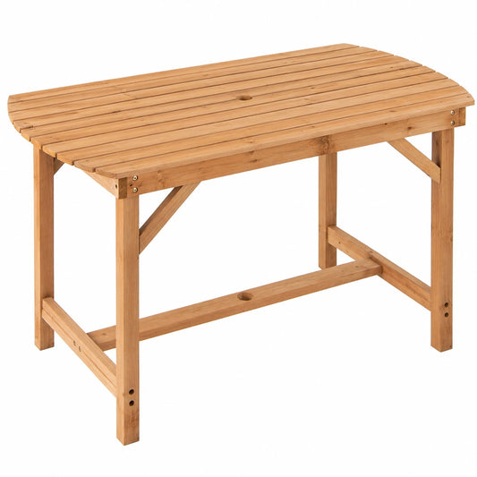 Tavolo da Esterno in Legno di Abete con Foro Ombrellone, 100x60,5x75 cm, Ideale per Giardini e Terrazze