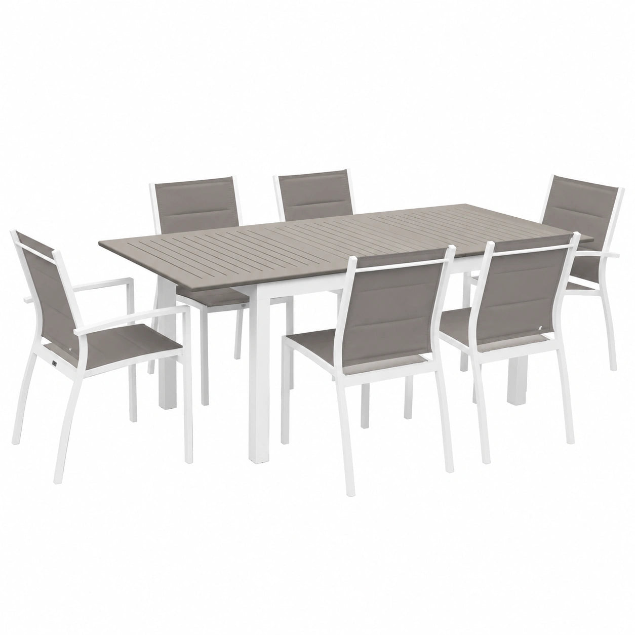 Set Tavolo da Giardino Estensibile in Alluminio con 6 Sedie, Bianco - 210x89x75 cm